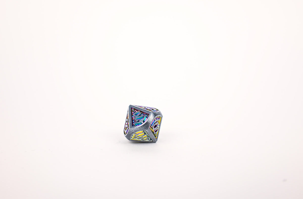 LPG Dice Set - Metal RPG Draco Bright Rainbow/Silver - Good Games
