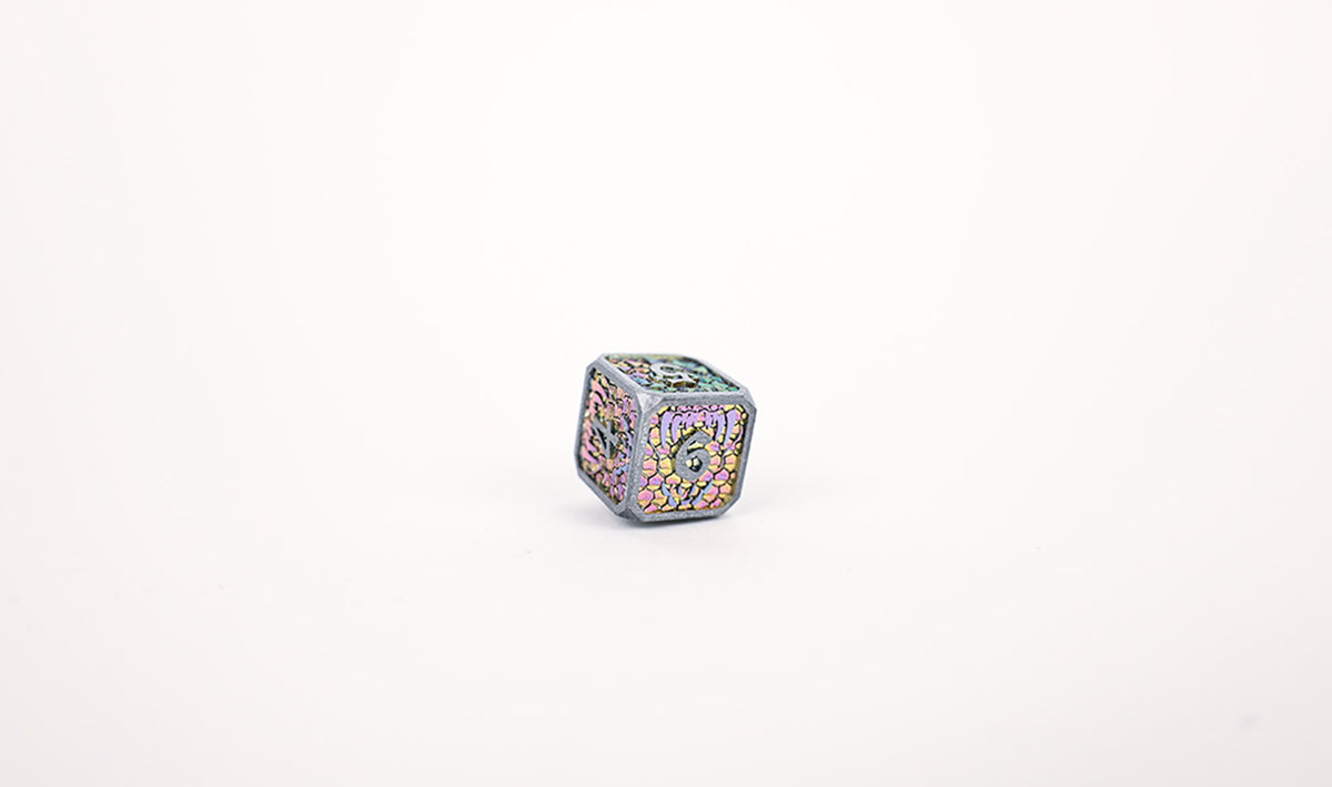 LPG Dice Set - Metal RPG Draco Bright Rainbow/Silver - Good Games