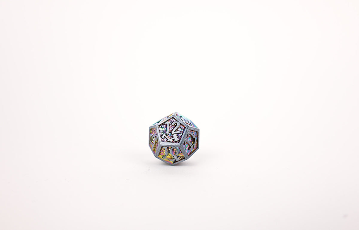 LPG Dice Set - Metal RPG Draco Bright Rainbow/Silver - Good Games