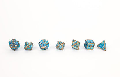 LPG Dice Set - Metal RPG Draco Bright Blue/Brass - Good Games