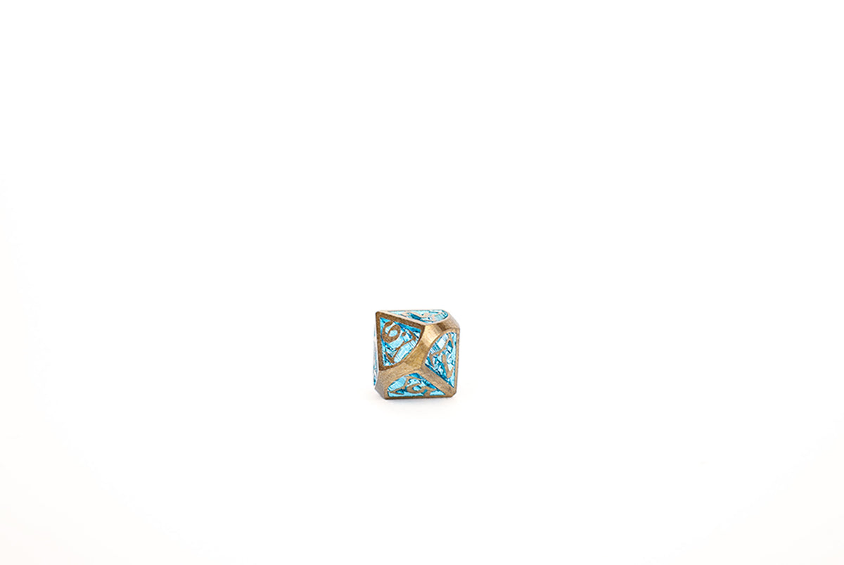 LPG Dice Set - Metal RPG Draco Bright Blue/Brass