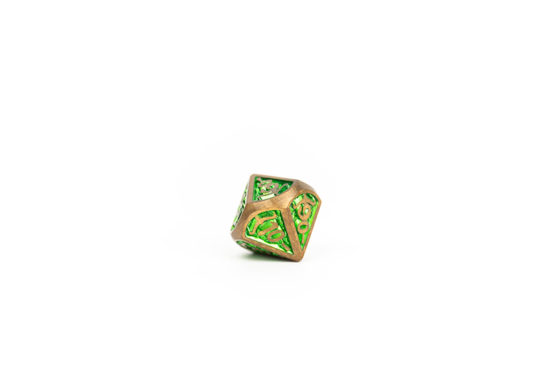 LPG Dice Set - Metal RPG Draco Bright Green/Brass - Good Games