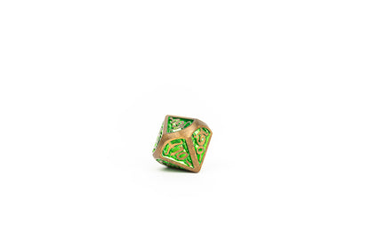 LPG Dice Set - Metal RPG Draco Bright Green/Brass - Good Games