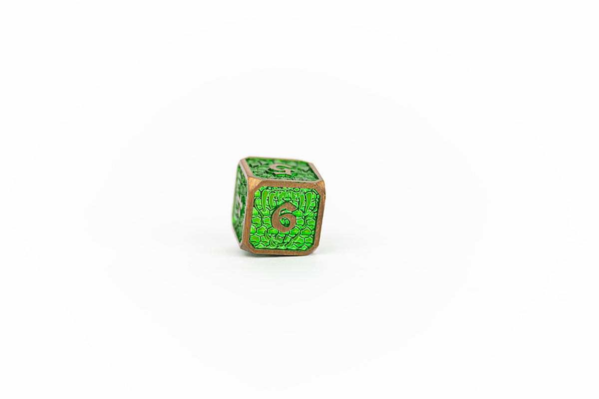 LPG Dice Set - Metal RPG Draco Bright Green/Brass - Good Games