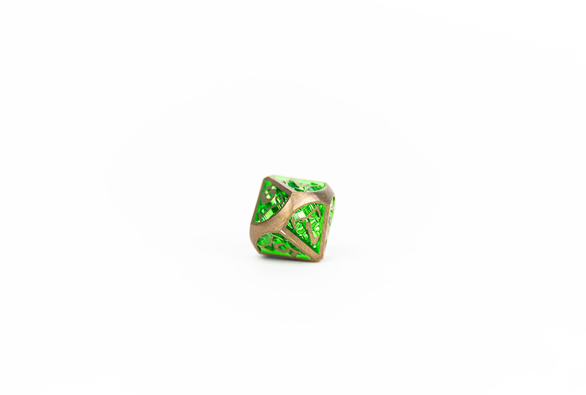 LPG Dice Set - Metal RPG Draco Bright Green/Brass - Good Games