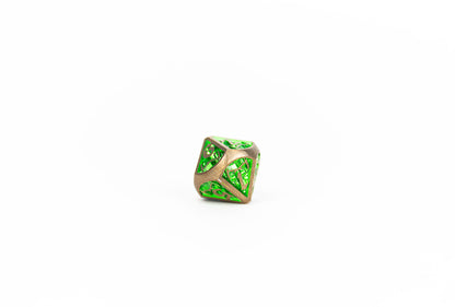 LPG Dice Set - Metal RPG Draco Bright Green/Brass - Good Games