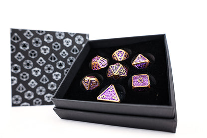 LPG Dice Set - Metal RPG Draco Bright Purple Brass - Good Games