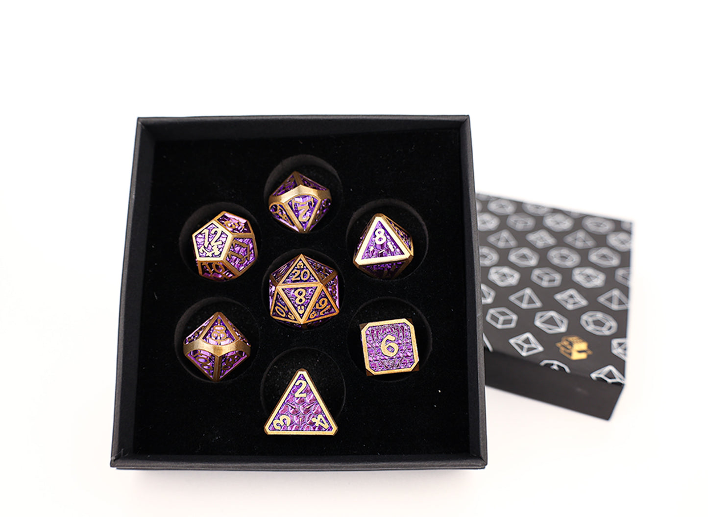 LPG Dice Set - Metal RPG Draco Bright Purple Brass - Good Games
