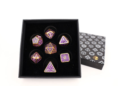 LPG Dice Set - Metal RPG Draco Bright Purple Brass - Good Games