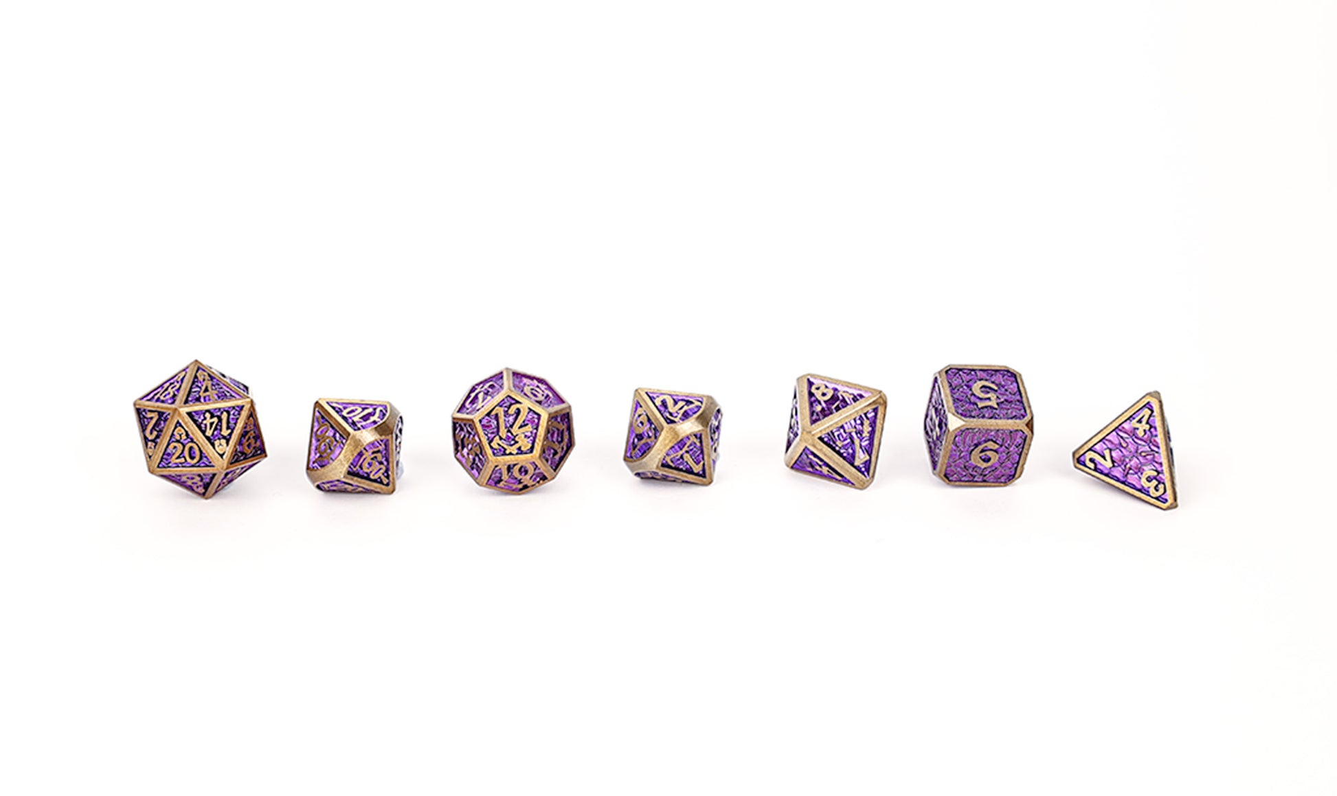 LPG Dice Set - Metal RPG Draco Bright Purple Brass - Good Games