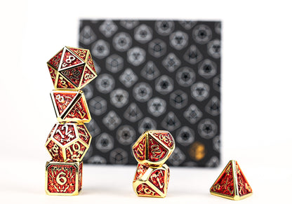 LPG Dice Set - Metal RPG Draco Dark Red/Gold - Good Games