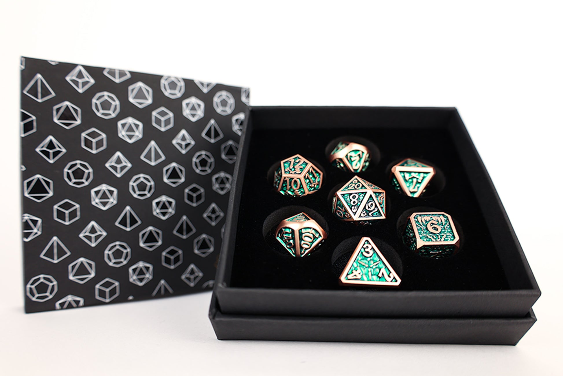 LPG Dice Set - Metal RPG Draco Dark Green/Brass - Good Games