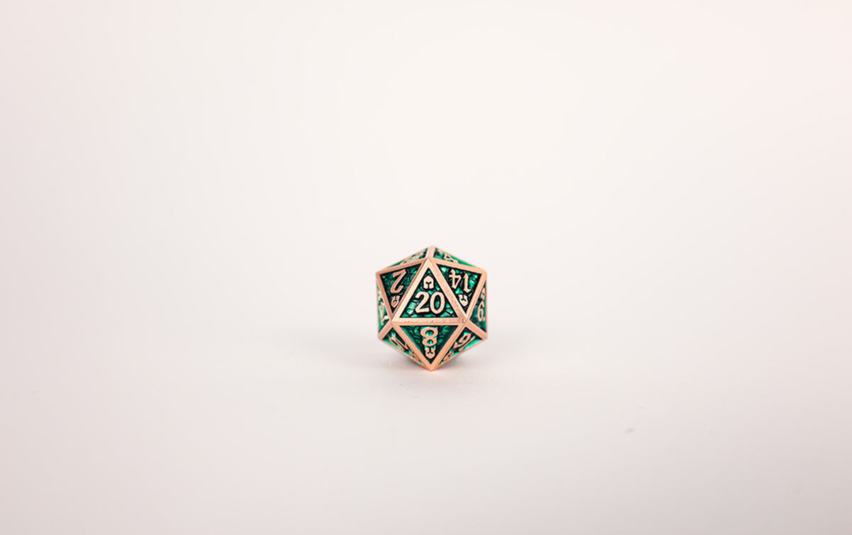LPG Dice Set - Metal RPG Draco Dark Green/Brass - Good Games