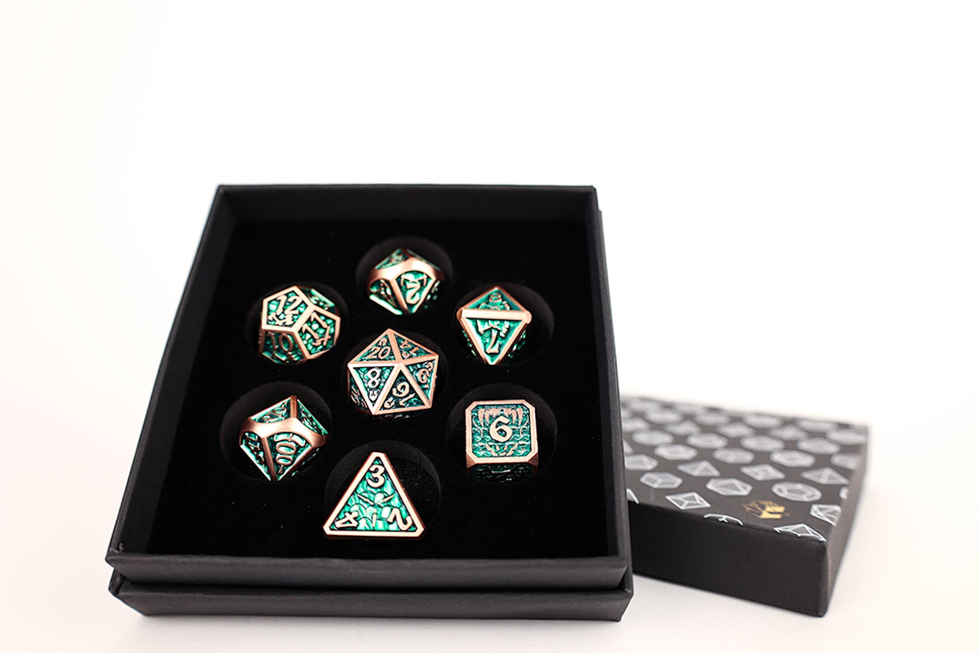 LPG Dice Set - Metal RPG Draco Dark Green/Brass - Good Games