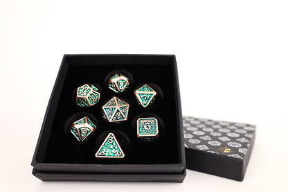 LPG Dice Set - Metal RPG Draco Dark Green/Brass - Good Games