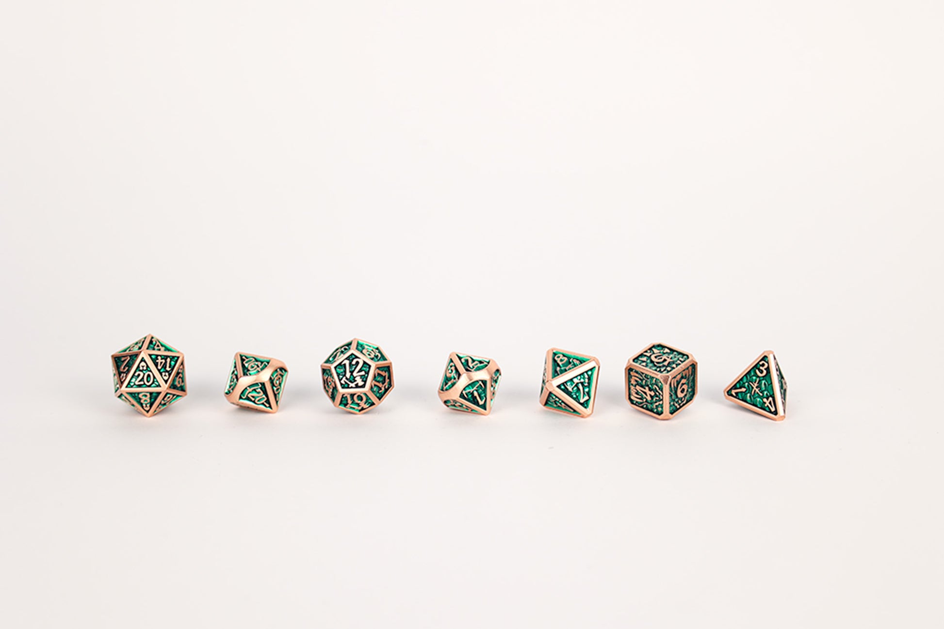 LPG Dice Set - Metal RPG Draco Dark Green/Brass - Good Games