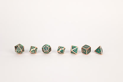 LPG Dice Set - Metal RPG Draco Dark Green/Brass - Good Games