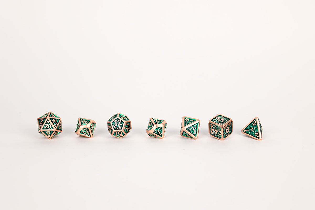LPG Dice Set - Metal RPG Draco Dark Green/Brass - Good Games