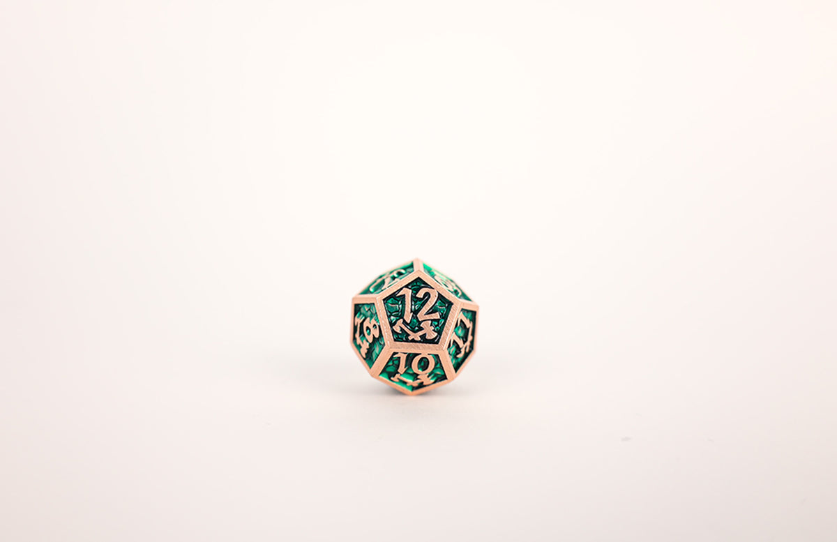 LPG Dice Set - Metal RPG Draco Dark Green/Brass - Good Games