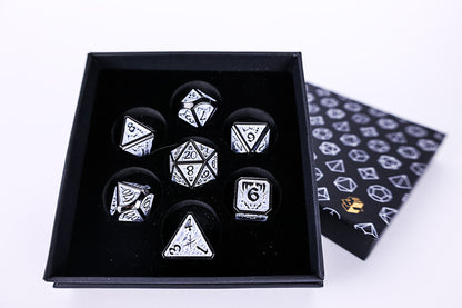 LPG Dice Set - Metal RPG Draco Dark Light Blue/Silver - Good Games