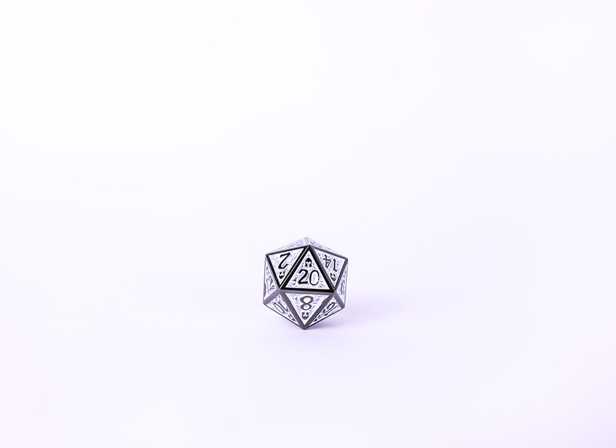 LPG Dice Set - Metal RPG Draco Dark Light Blue/Silver