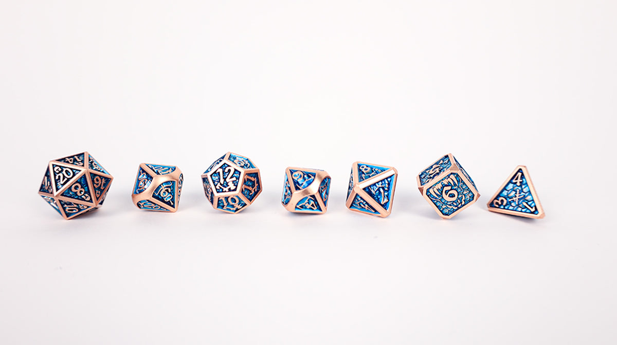 LPG Dice Set - Metal RPG Draco Dark Blue/Brass - Good Games