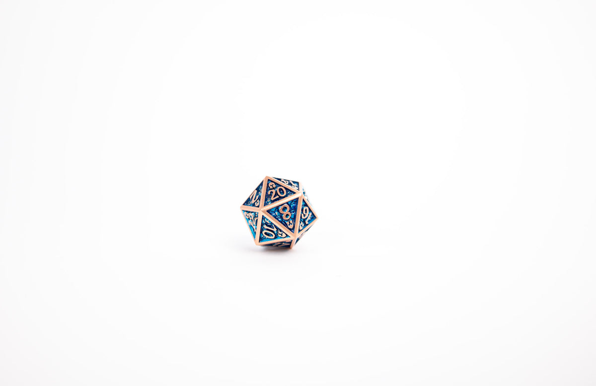 LPG Dice Set - Metal RPG Draco Dark Blue/Brass - Good Games