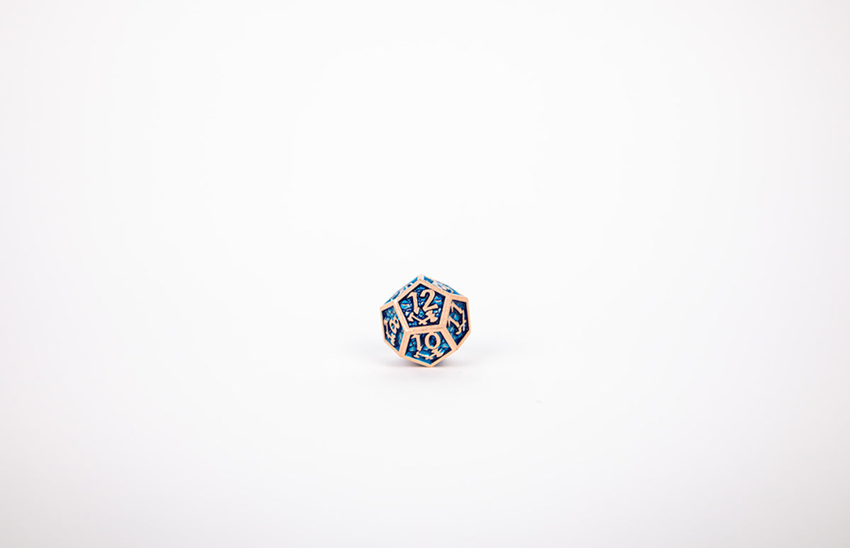LPG Dice Set - Metal RPG Draco Dark Blue/Brass - Good Games