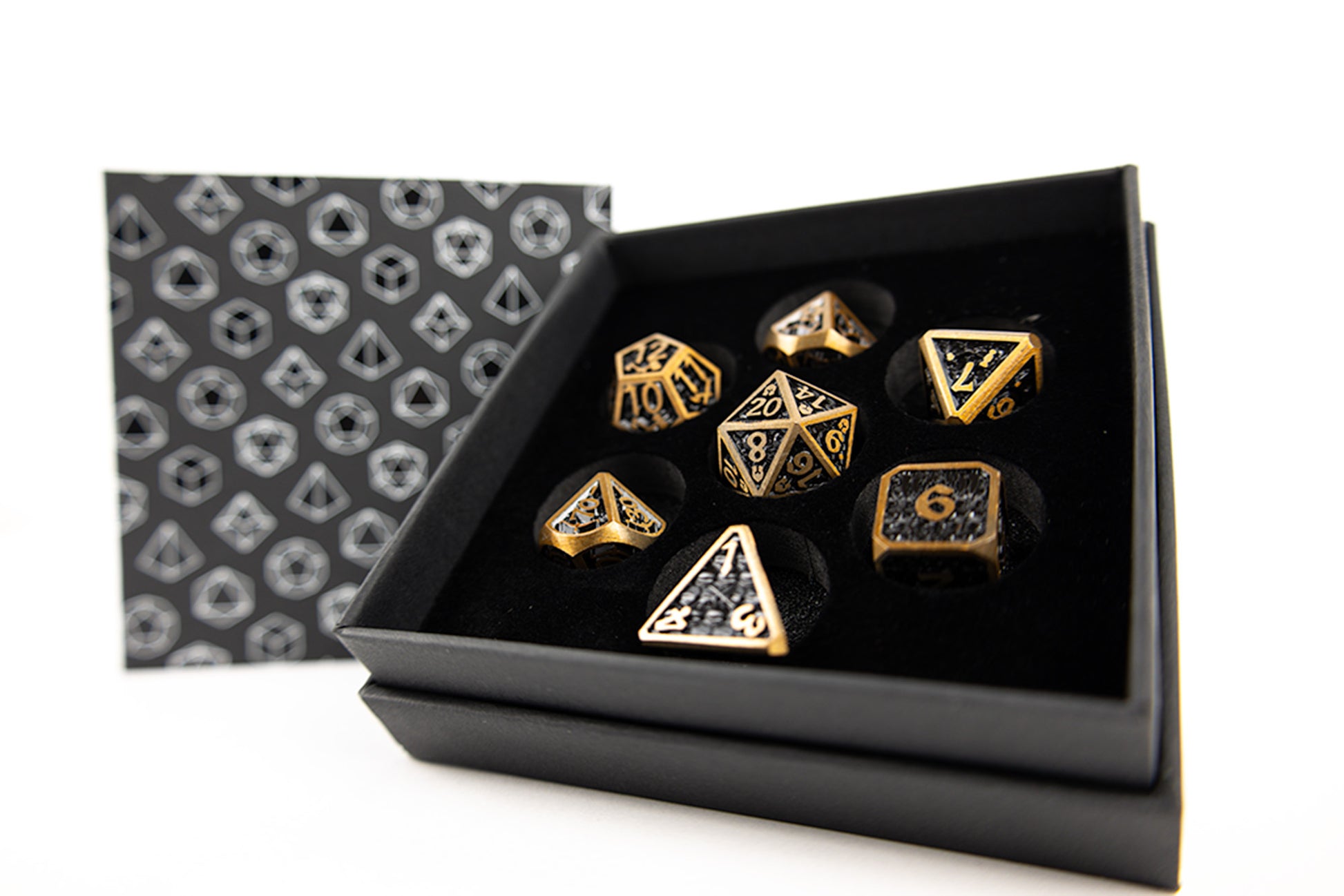 LPG Dice Set - Metal RPG Draco Dark Black/Gold - Good Games