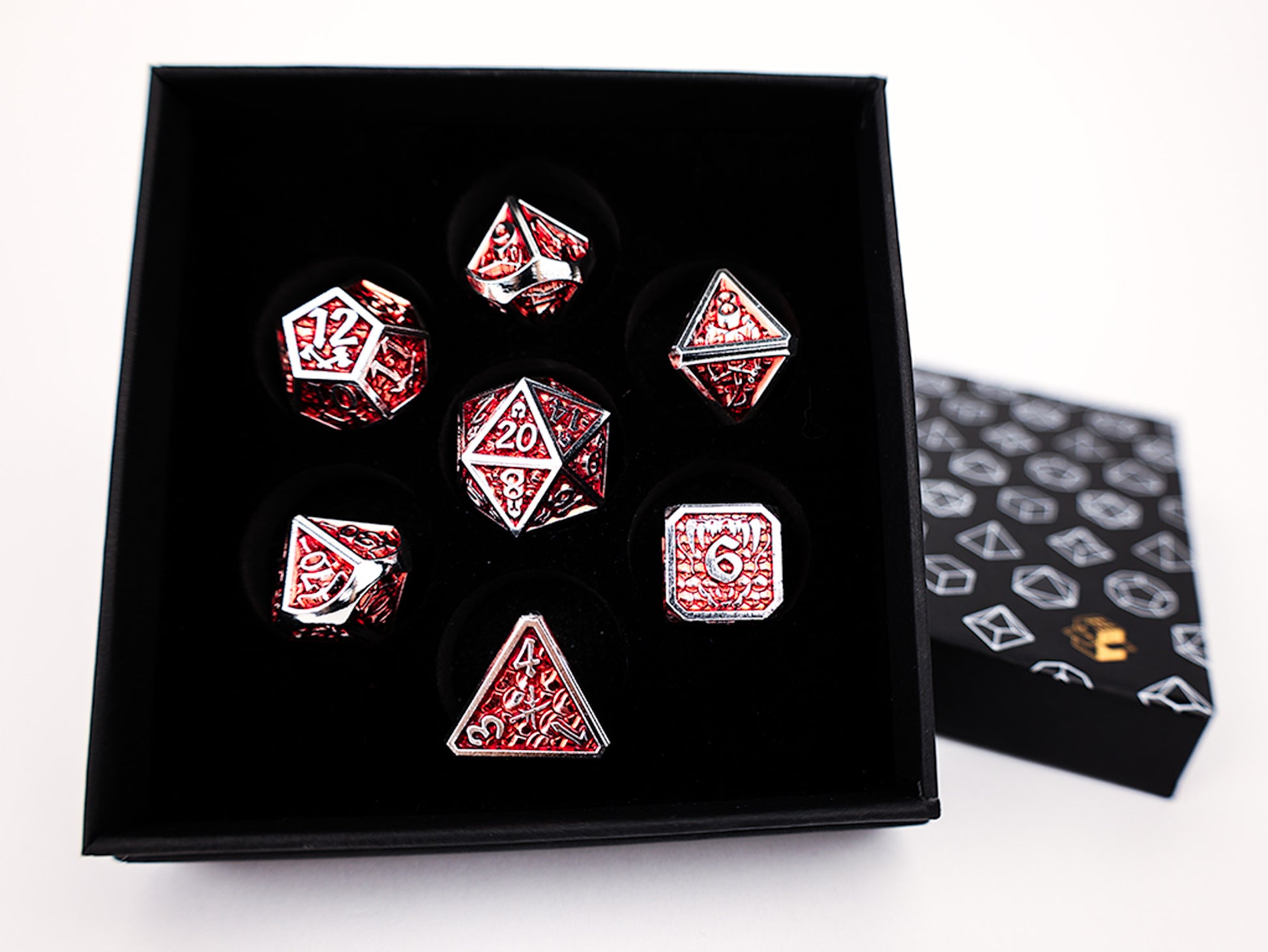 LPG Dice Set - Metal RPG Draco Dark Red/Silver - Good Games
