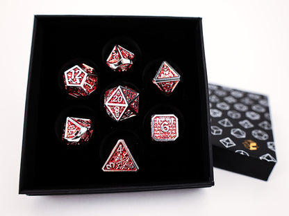 LPG Dice Set - Metal RPG Draco Dark Red/Silver - Good Games