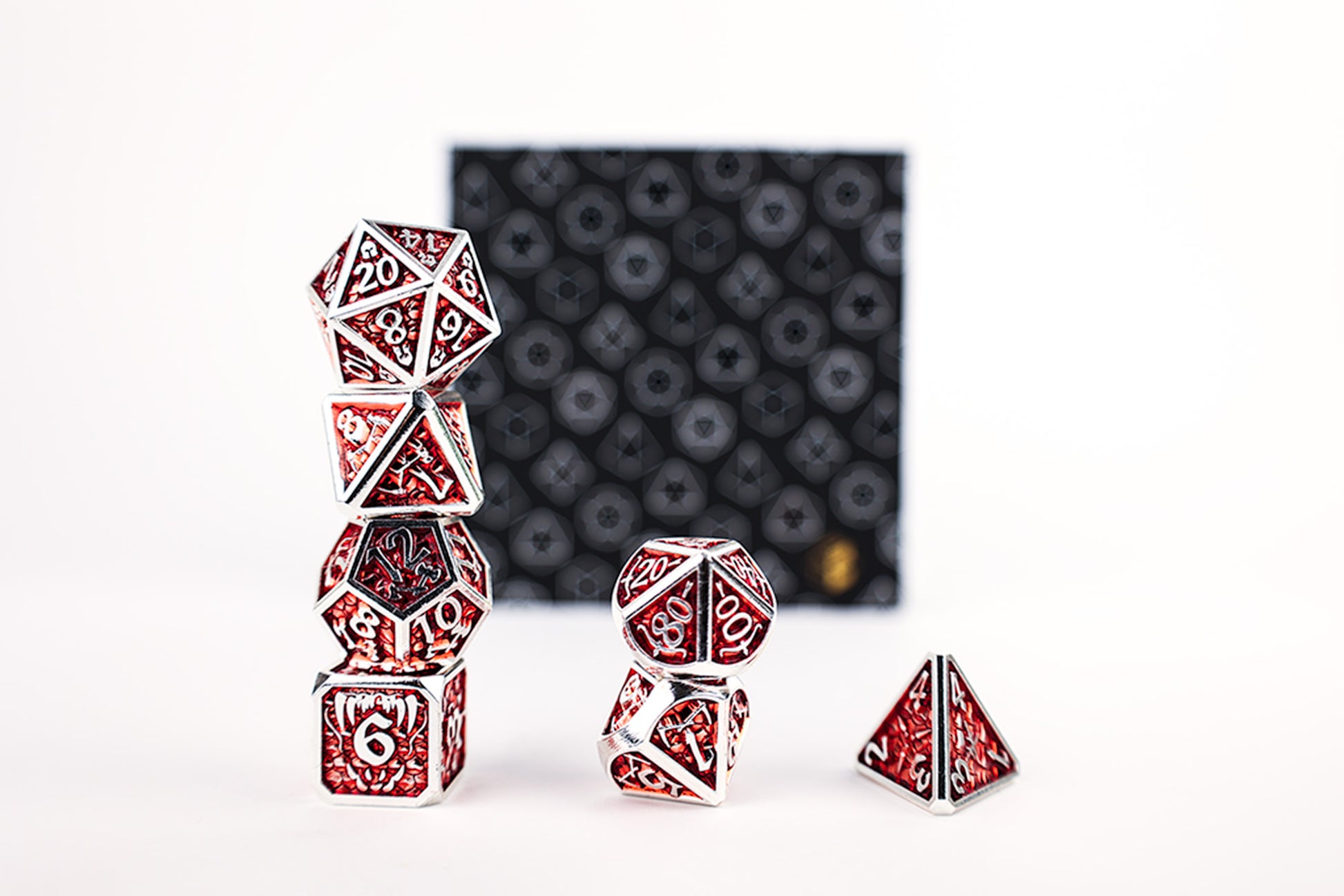 LPG Dice Set - Metal RPG Draco Dark Red/Silver - Good Games