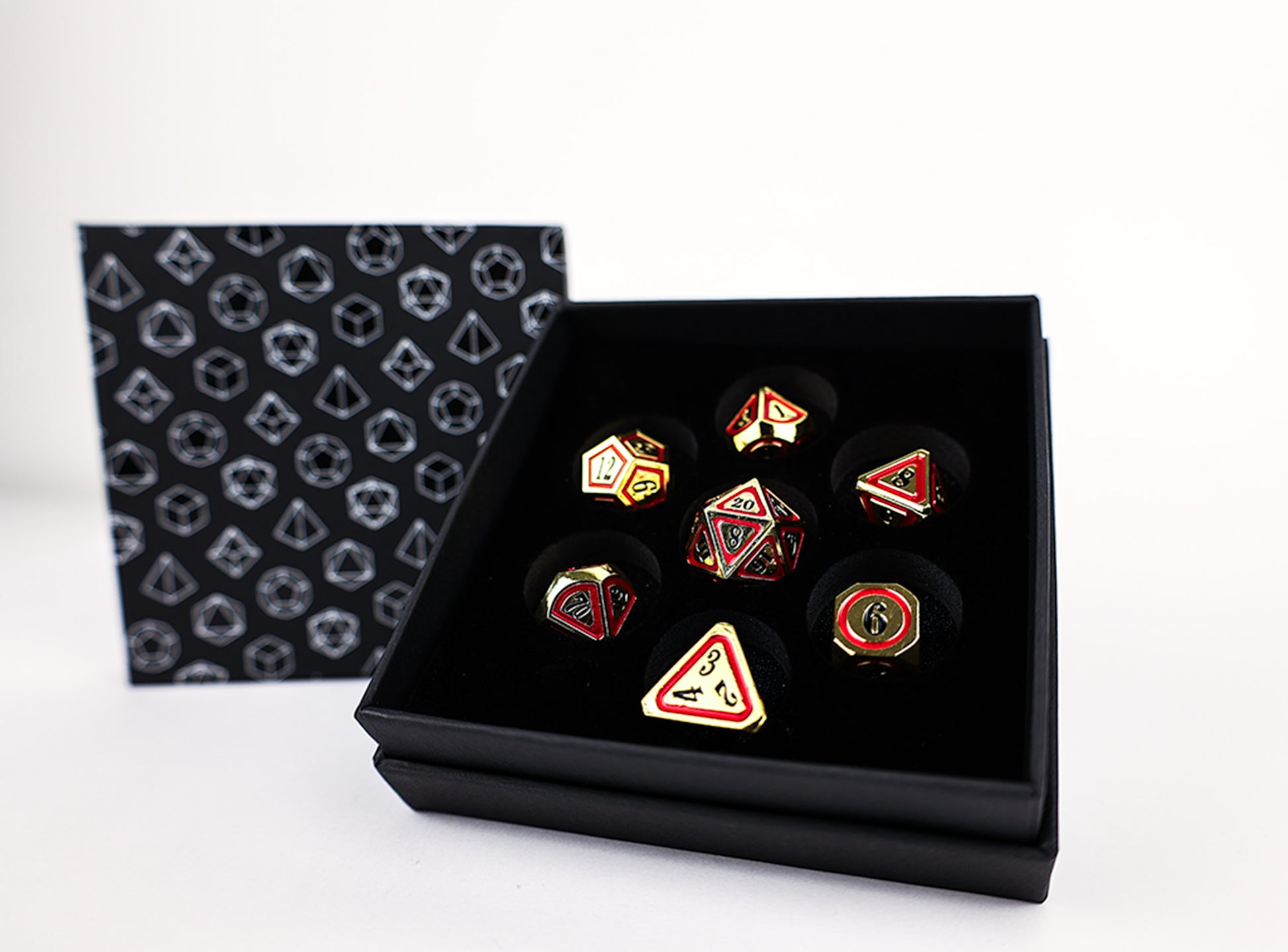 LPG Dice Set - Metal RPG Concentric Black/Red/Gold - Good Games
