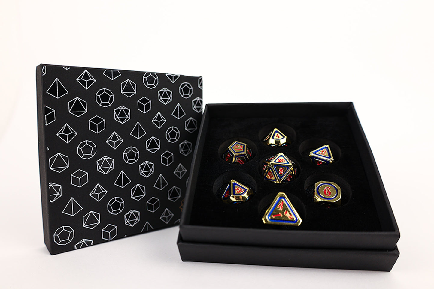 LPG Dice Set - Metal RPG Concentric Red/Blue/Gold - Good Games