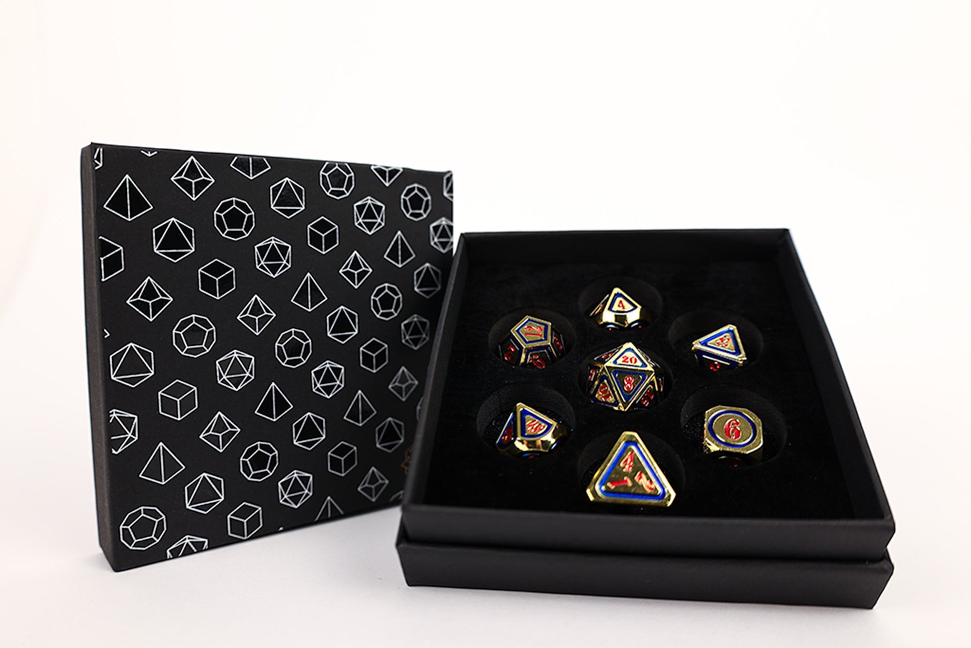 LPG Dice Set - Metal RPG Concentric Red/Blue/Gold - Good Games