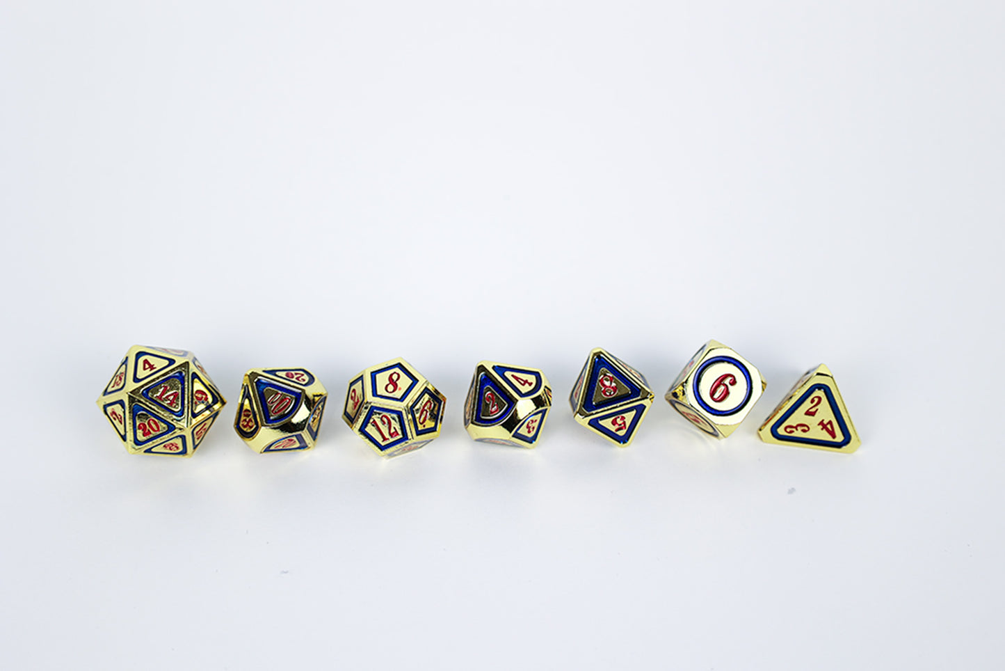 LPG Dice Set - Metal RPG Concentric Red/Blue/Gold - Good Games