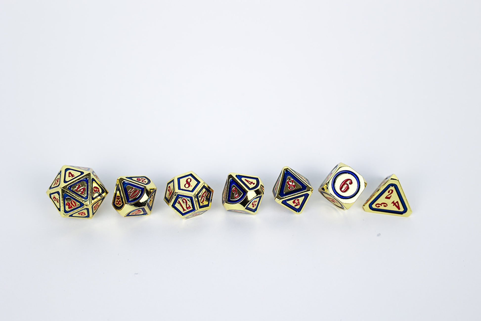 LPG Dice Set - Metal RPG Concentric Red/Blue/Gold - Good Games