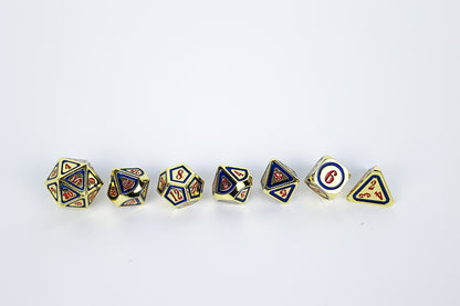 LPG Dice Set - Metal RPG Concentric Red/Blue/Gold - Good Games