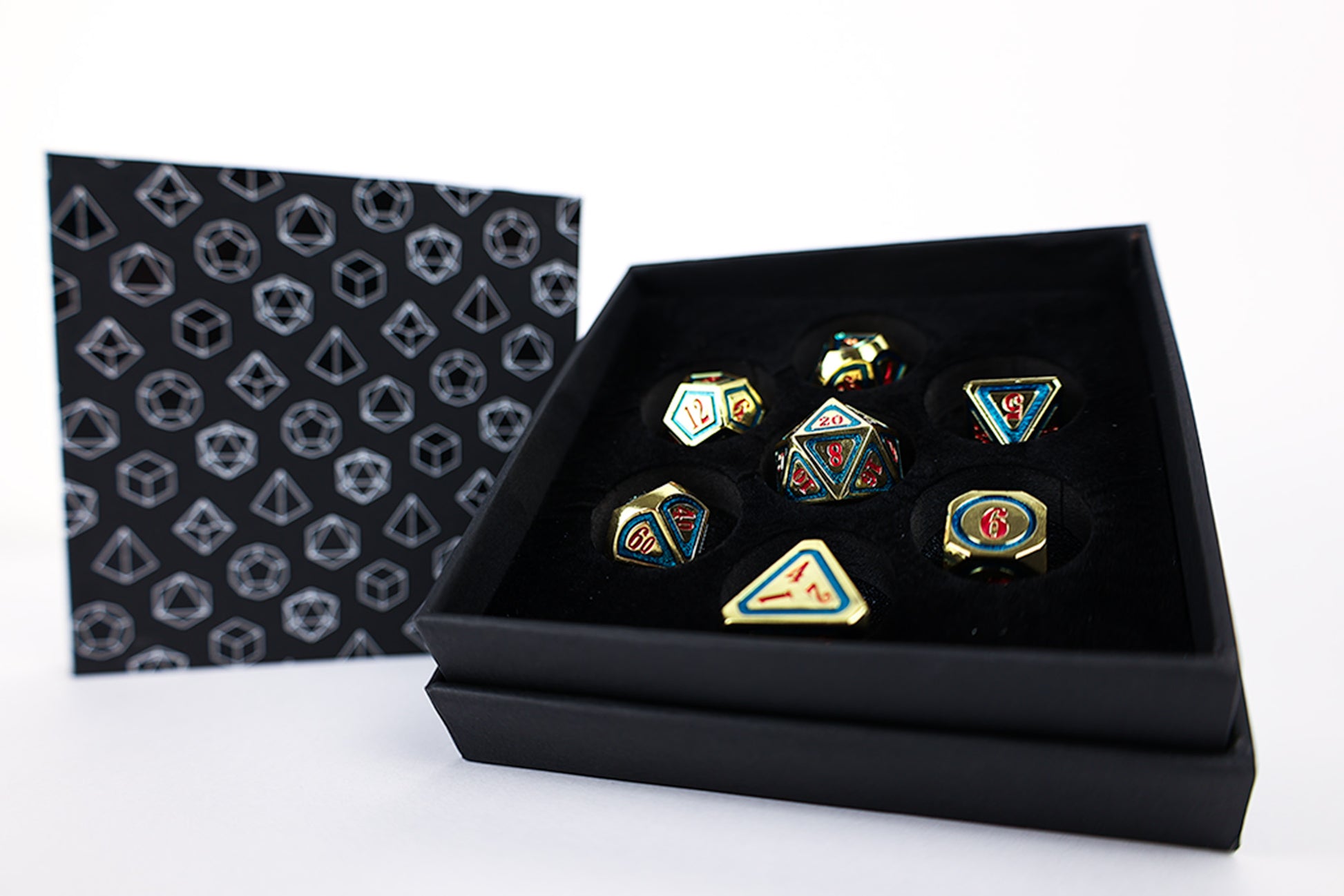 LPG Dice Set - Metal RPG Concentric Red/Green/Gold - Good Games