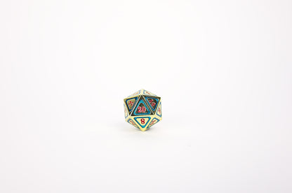 LPG Dice Set - Metal RPG Concentric Red/Green/Gold - Good Games