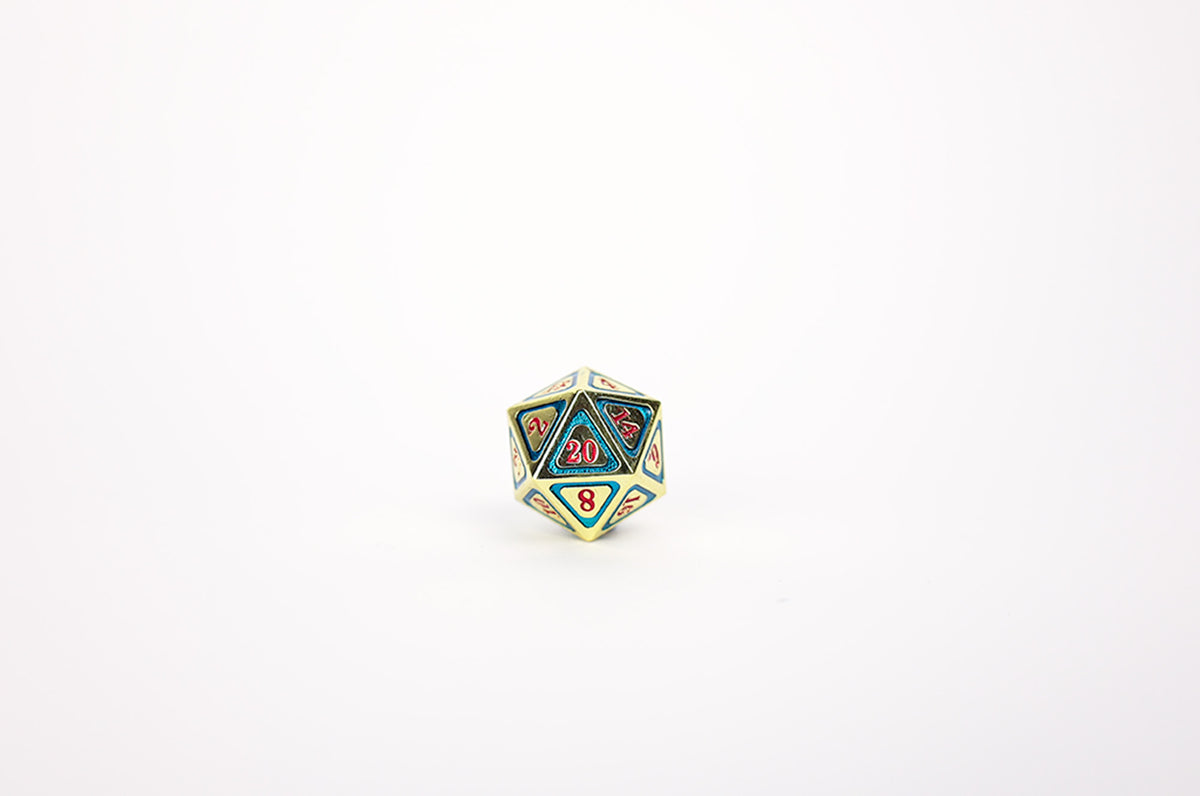 LPG Dice Set - Metal RPG Concentric Red/Green/Gold