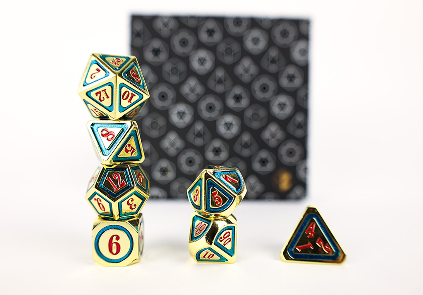 LPG Dice Set - Metal RPG Concentric Red/Green/Gold - Good Games