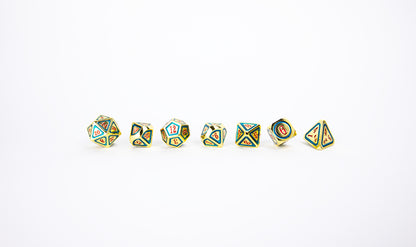 LPG Dice Set - Metal RPG Concentric Red/Green/Gold - Good Games