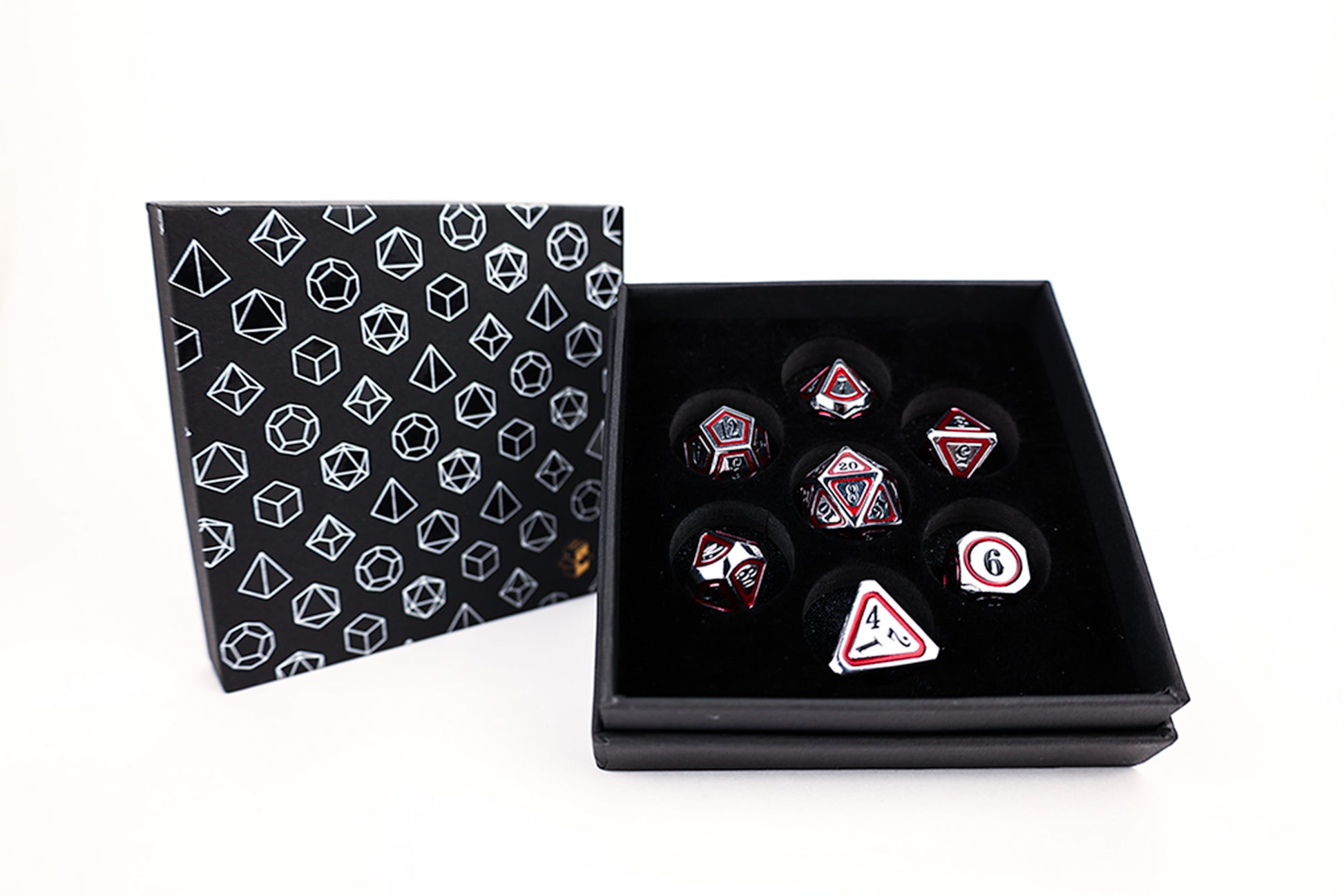 LPG Dice Set - Metal RPG Concentric Black/Red/Silver - Good Games
