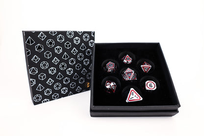 LPG Dice Set - Metal RPG Concentric Black/Red/Silver - Good Games