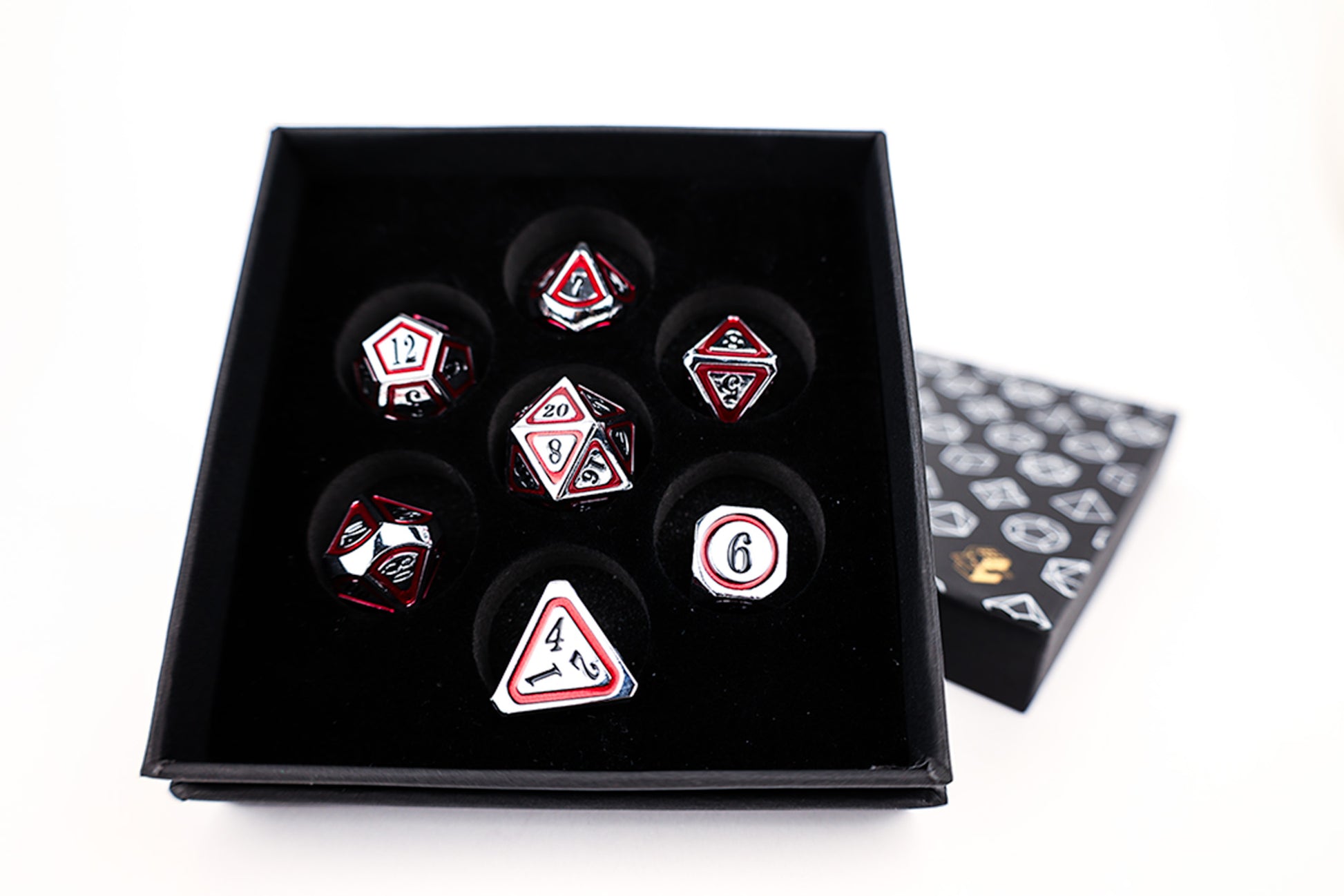 LPG Dice Set - Metal RPG Concentric Black/Red/Silver - Good Games