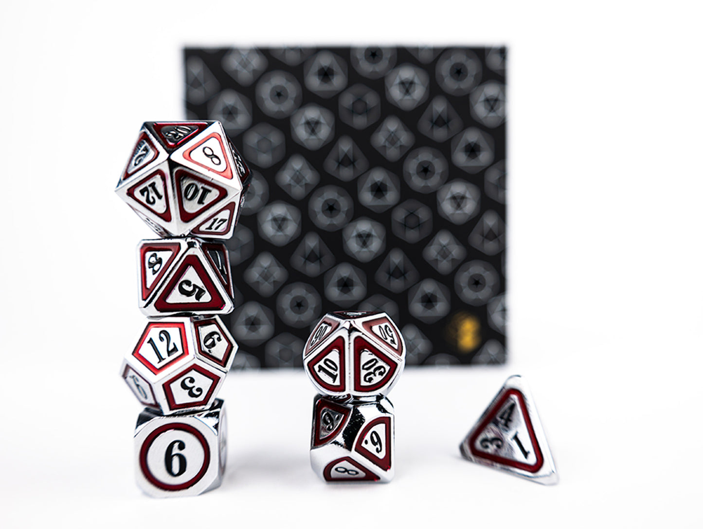 LPG Dice Set - Metal RPG Concentric Black/Red/Silver - Good Games