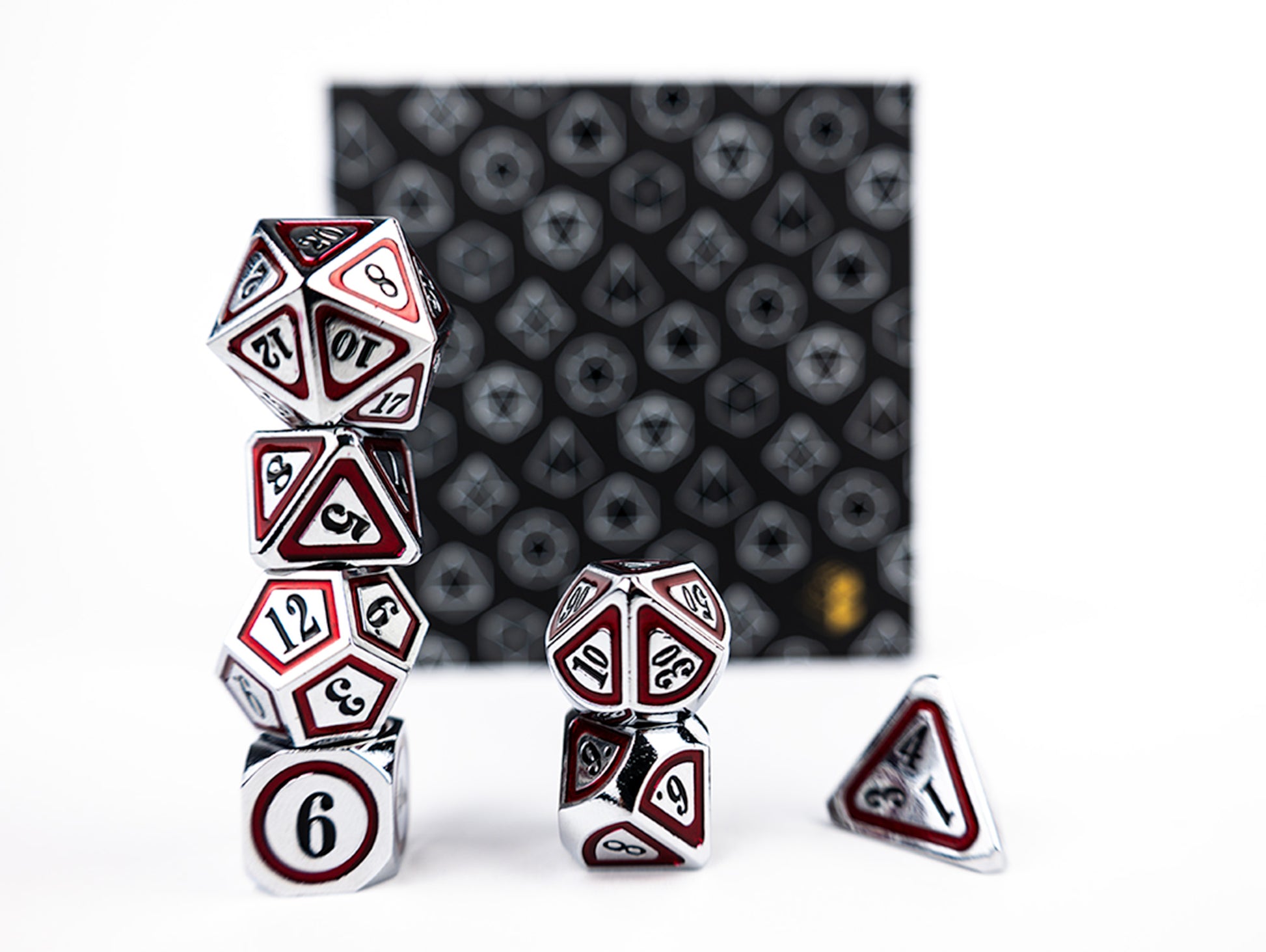 LPG Dice Set - Metal RPG Concentric Black/Red/Silver - Good Games