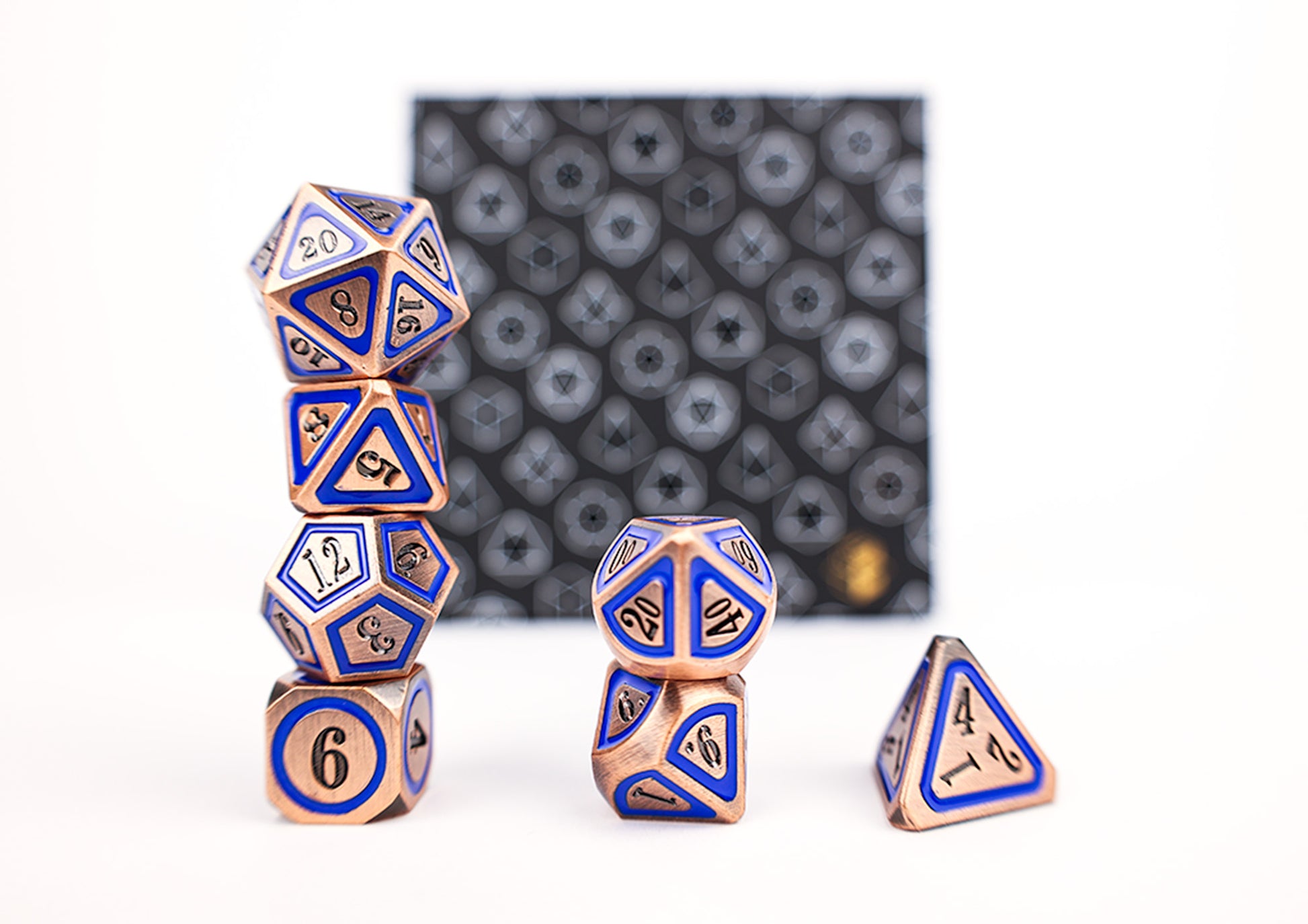 LPG Dice Set - Metal RPG Concentric Blue/Black/Brass - Good Games