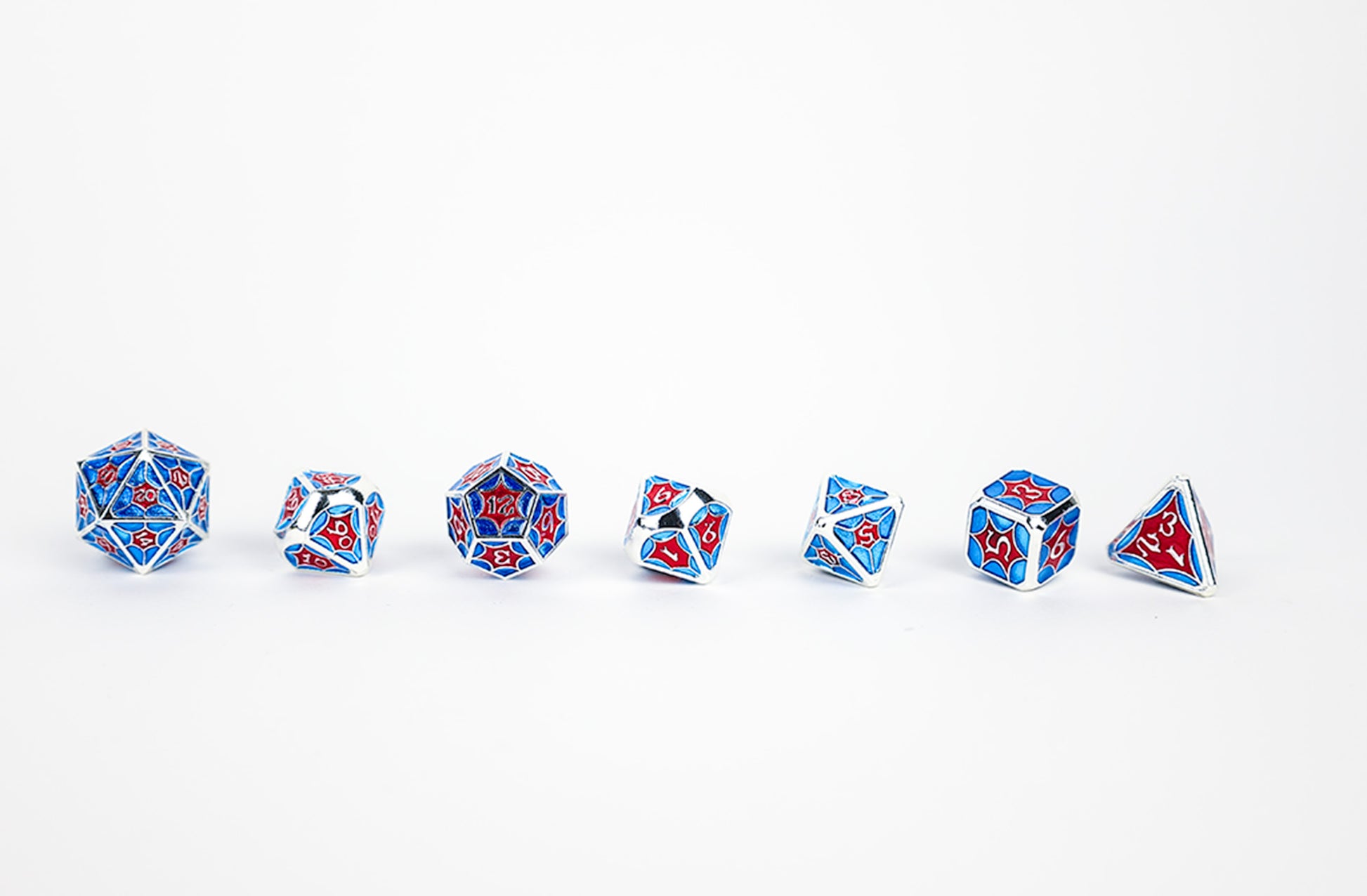 LPG Dice Set - Metal RPG Leadlight Red/Blue/Silver - Good Games